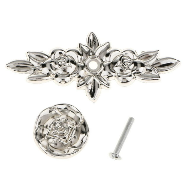 Elegantes tiradores de flores para muebles de cocina y aparador. 2 Silver