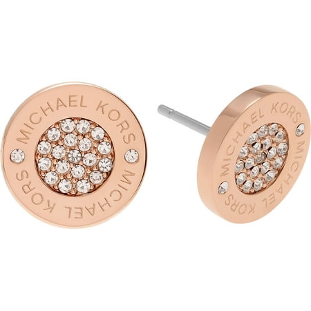 Michael Kors Women's Crystal Accent Rose Gold-Tone Stainless Steel Disk Stud Fashion Earrings