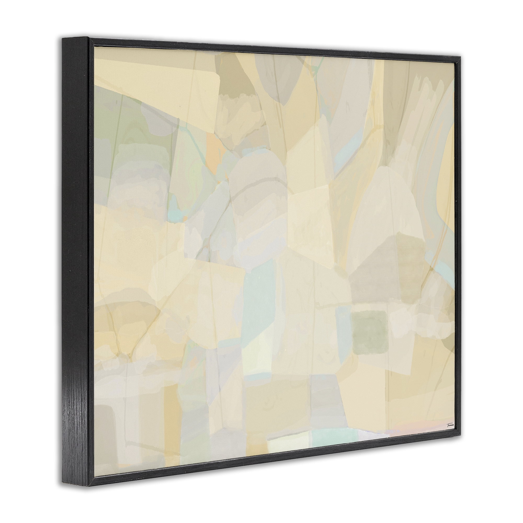 Stupell Industries Neutral Geometric Pattern Abstract Painting Black Framed Art Print Wall Art, 30 x 24