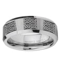 thumbnail image 2 of Celtic Knot 8MM Beveled Edge Gray Tungsten Men Ring, 2 of 2