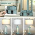 thumbnail image 5 of Cinkeda Nautical Blue Table Lamp Set of 2 with USB A+C Ports AC Outlet Glass Nightlight Industrial Bedside Nightstand Lamps for Bedroom Living Room, 5 of 7