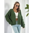 thumbnail image 5 of Women Casual Oversized Sweaters Open Front Batwing Long Sleeve Chunky Knit Cardigan Outerwear Coats Army Green S, 5 of 6