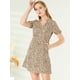 thumbnail image 5 of Vestido Mini Estampado De Leopardo Cuello V  Bolsillo Oblicuo Cintura Con Lazo Para Mujer Marrón L, 5 of 6