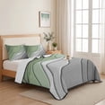 thumbnail image 5 of Twin Quilt Set 68''x86'', Sage Green Grey Ombre Lightweight Summer Bedspread Coverlet Set with 2 Pillow Shams, Modern Abstract Art Breathable All Season Quilt Bedding for Dorm/Bedroom, 5 of 9