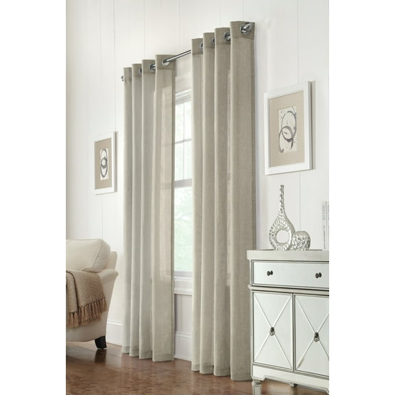 Libaas Semi Sheer Linen Blend Curtain Panel 52" x 84" in Linen