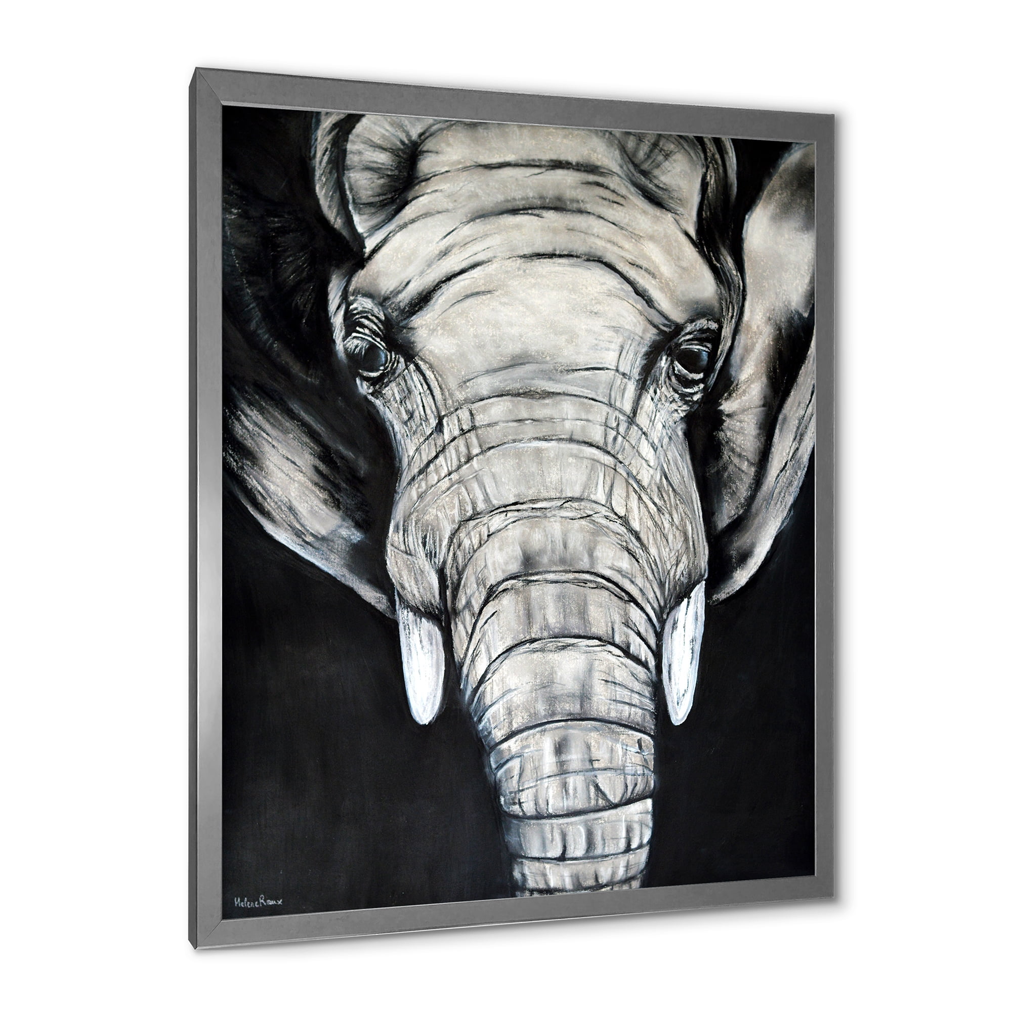 Designart 'The Close Up Portrait Of An African Elephant' Farmhouse Framed Art Print