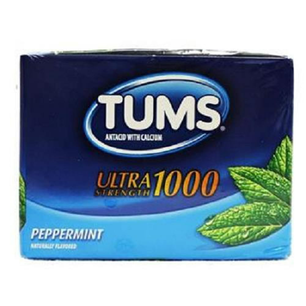 Tums Ultra Strength 1000, Peppermint, 12Count (Pack of 12) Walmart