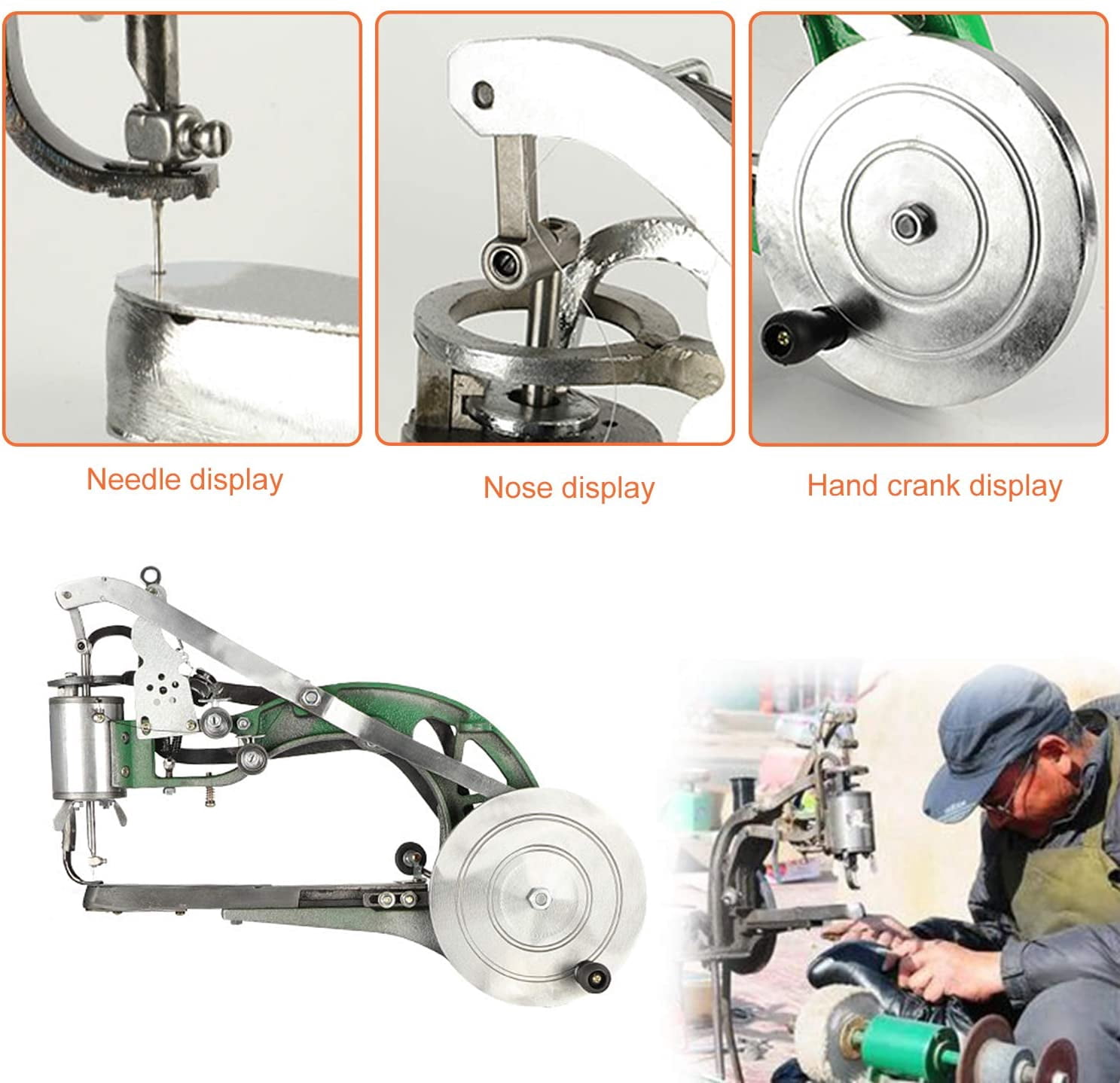 INTBUYING Hand Cobbler Shoe Repair Machine Dual Cotton Nylon Line Sewing Machine with Tripod