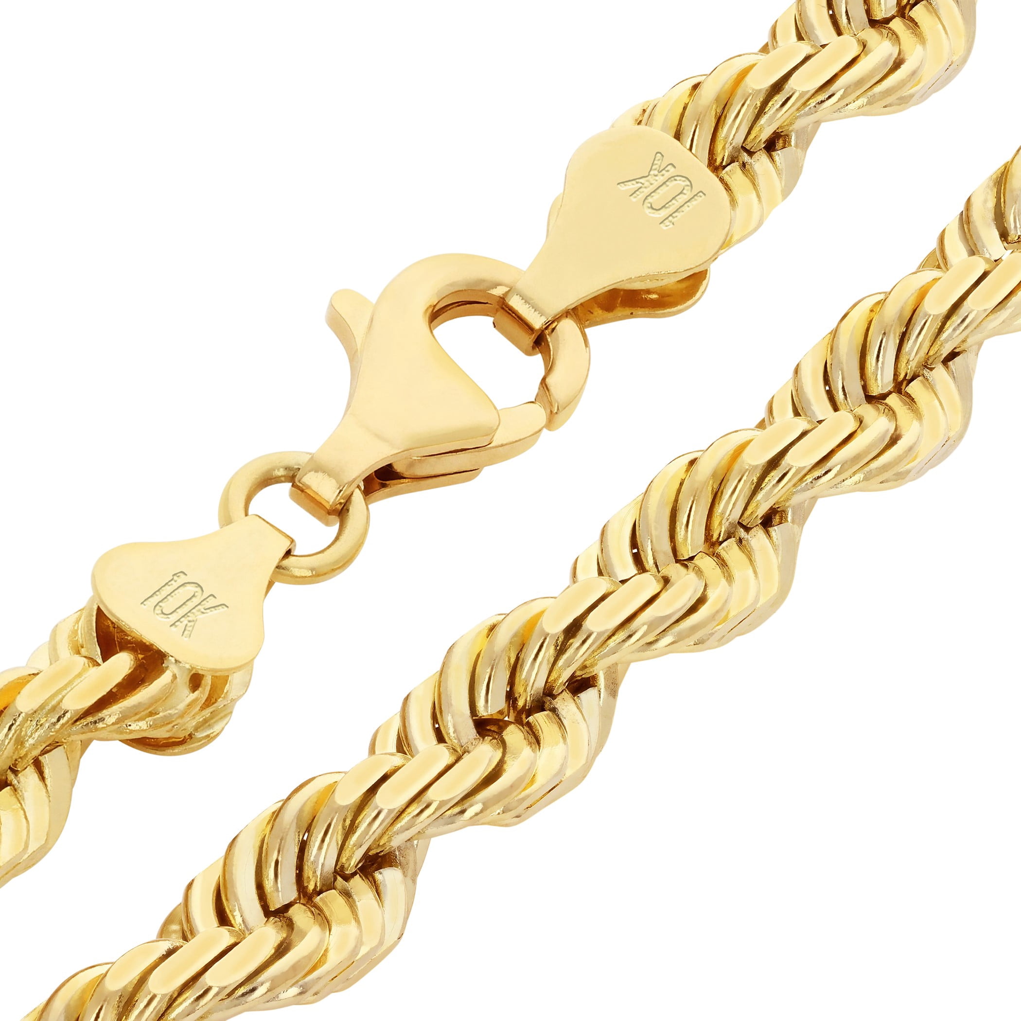 Nuragold 10k Real Yellow Gold 9mm Rope Chain Diamond Cut Necklace (22"-30") Italian Jewelry for Men