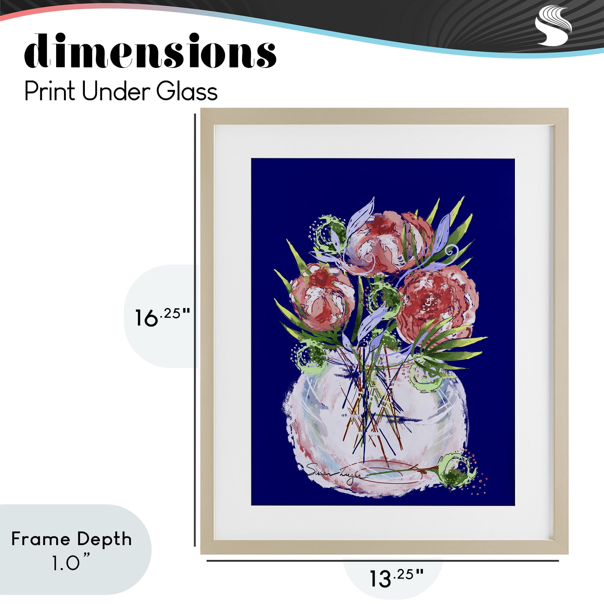 Stupell Industries Florals In Milk Glass Birch Framed Print Under Glass, design by Susan Lugar