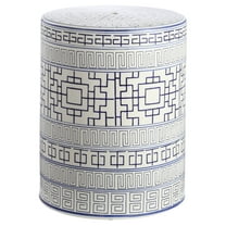 SAFAVIEH Parri 18" Contemporary Chinoiserie Ceramic Garden Stool, Blue/White