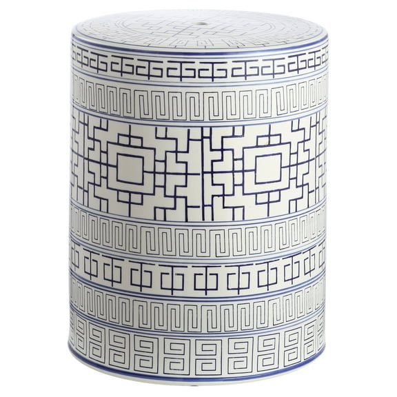 SAFAVIEH Parri 18" Contemporary Chinoiserie Ceramic Garden Stool, Blue/White