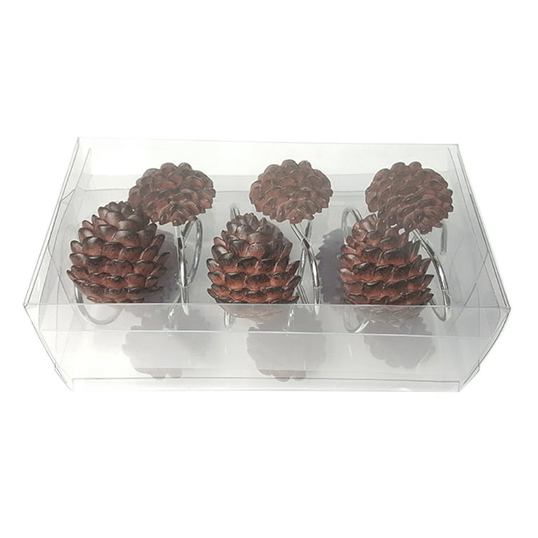 12 Pcs Pinecone Shower Curtain Hooks Rust-Proof Decorative Shower