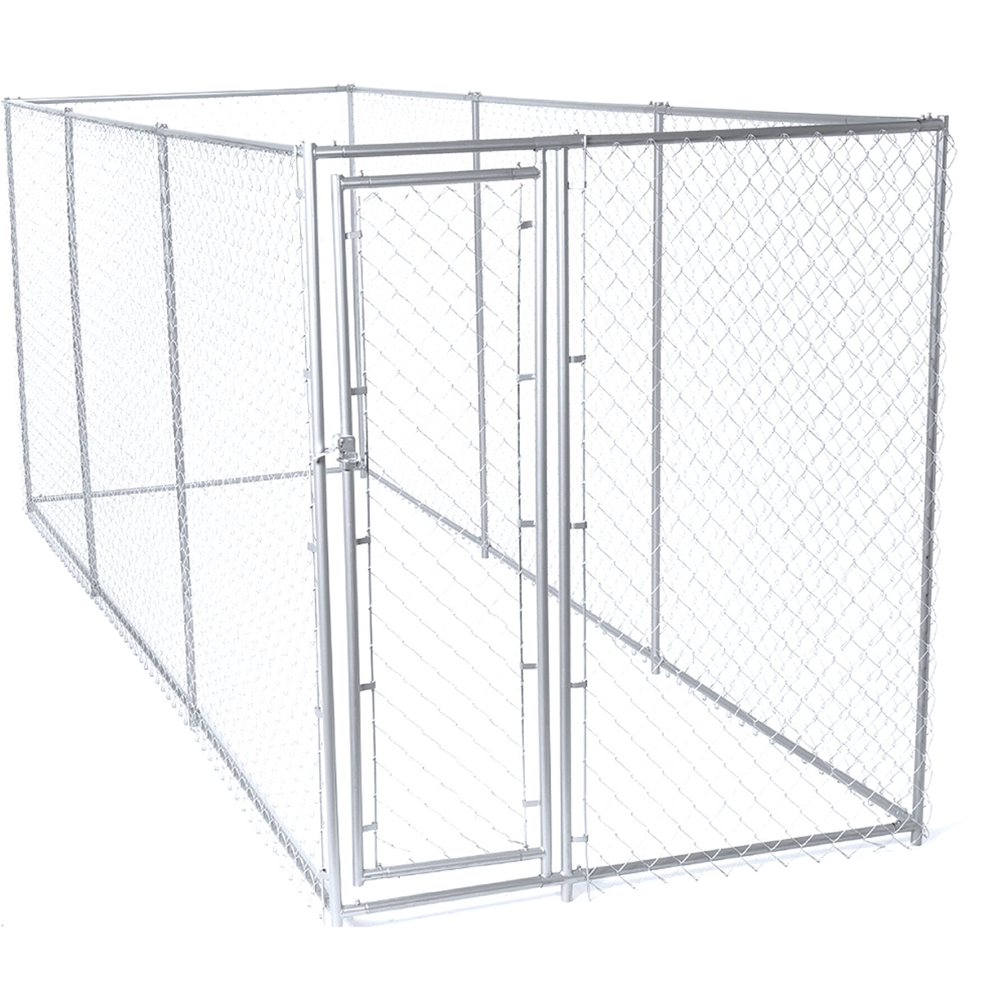 Lucky Dog 10 x 10 Ft. Heavy Duty Outdoor Chain Link Dog Kennel Enclosure w/ Door