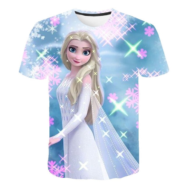 Camisetas de Frozen 2 para niñas, camisetas de dibujos animados para niñas, camisetas, ropa para niños, ropa para niños, camisetas gráficas de Elsa Anna, disfraces 8T Gao Jinjia LED