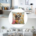thumbnail image 3 of dog flowers butterfly Linen toss pillowcase decoration pillowcase gifting preferred 24x24 inch cushion cover 4 sets sofa pillowcase sofa bedroom living room car, 3 of 6