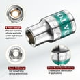 thumbnail image 4 of Uxcell 4pcs 1/2" Drive 6 Points Socket 11mm CR-V Metric Shallow Socket, Silver Green, 4 of 7