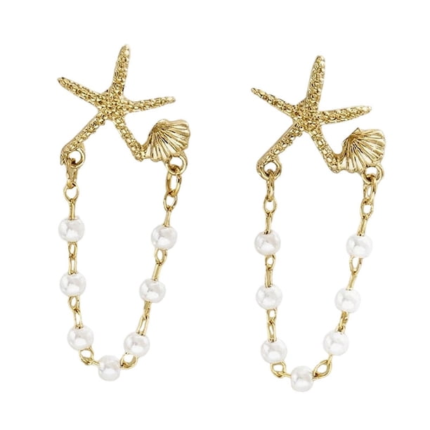 Versatile Beach Theme Earrings Gold Plated Shell Designs Fashion Jewelry for Bohemian Evening Looks Multicolor