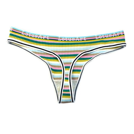 

GWAABD Cheeky Plus Size Underpants Custom Letter Logo Low Waist Striped Tangas No Show Bikini Custom Thongs Women Underwear Panties Cotton Thong