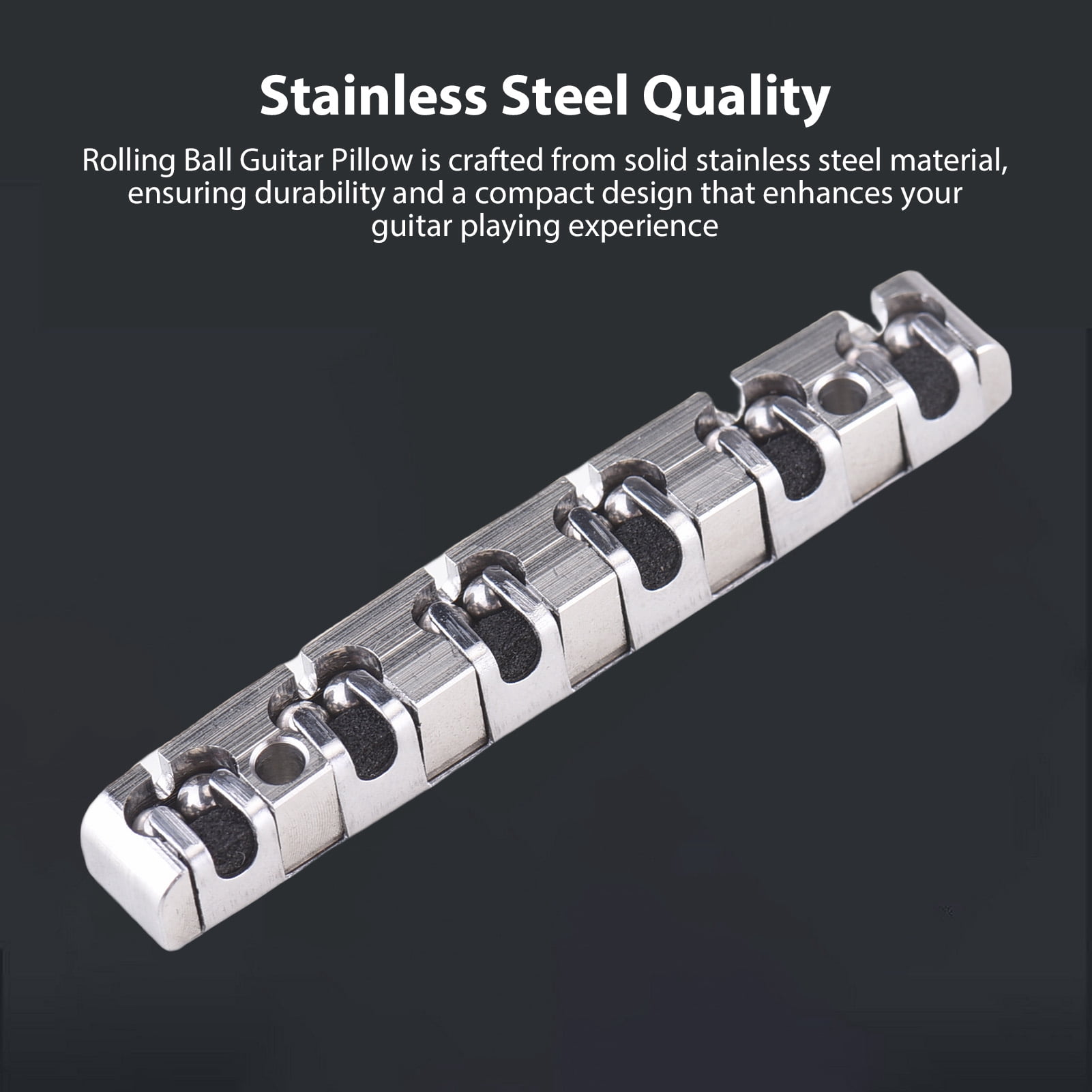 Riousery Roller Nut for Electric Guitar 43mm Stainless Steel Head Pillow Replacement Part Silver