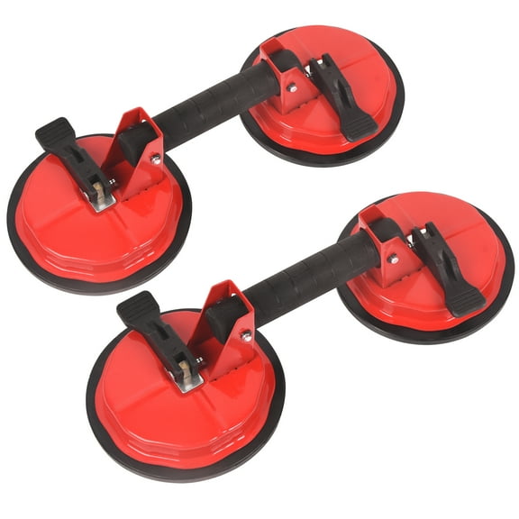 Dawot Glass Suction Cup, 2 Pack 5.75in Adjustable Vacuum Suction Cups Heavy Duty Industrial Tile Suction Cup to Lift Large Glass for Window Replacement, 220lbs Load Capacity（Red）