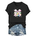 thumbnail image 2 of Zedker Easter Shirts for Women Fashion Egg Printed Casual Short Sleeve Round Neck T Shirt Tops Black L, 2 of 6
