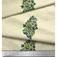 thumbnail image 2 of Soimoi Poly Georgette Fabric Leaves & Floral Block Print Fabric by The Yard 52 Inch Wide, 2 of 3