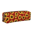thumbnail image 1 of Balery Sunflowers On Red Estuche de Lápices de Cuero Impreso, Estuche para Suministros de Arte, Estuche de Lápices con Cremallera, Estuche de Almacenamiento de Papelería, 1 of 7