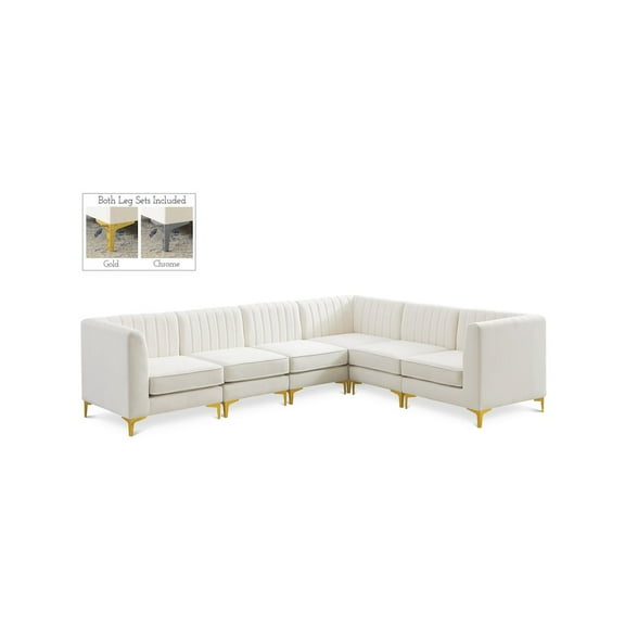 Meridian Furniture Alina Cream Velvet Modular Sectional