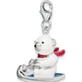 thumbnail image 4 of Sterling Silver Amore La Vita Rhod-Pl 3-D Enameled Polar Bear Sled Charm (39 X 19) Made In China qcc537, 4 of 5