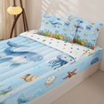thumbnail image 3 of jejeloiu Watercolor Ocean Life Zipper Twin Comforter Sets with Fitted Sheet and 2 Pillowcases,Whale Print Zipper Bedding Set For Boys,Blue White,Polkadot Reversible,4-Piece, 3 of 7