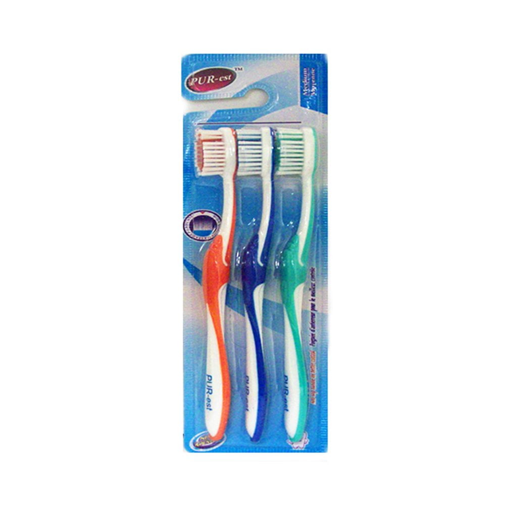 Normal Bristle Medium Toothbrush 3 In 1 Pack 305163 By Purest | Walmart ...