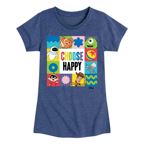 Disney - Choose Happy Grid - Toddler & Youth Girls Short Sleeve Graphic T-Shirt