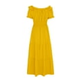 thumbnail image 4 of Ayolanni Vacation Dresses for Women Off-The-Shoulder Yellow Solid Short Sleeve Puff Maxi Dresses Teen Girl Dresses L, 4 of 6
