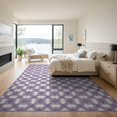 thumbnail image 3 of ODIKA 9'x12' Washable Area Rug Purple Border Symmetrical Junction Repeating Motif Tasseled Beige for Dining Room, Basement, Large Office, Non-Slip Chair-Friendly, 3 of 7
