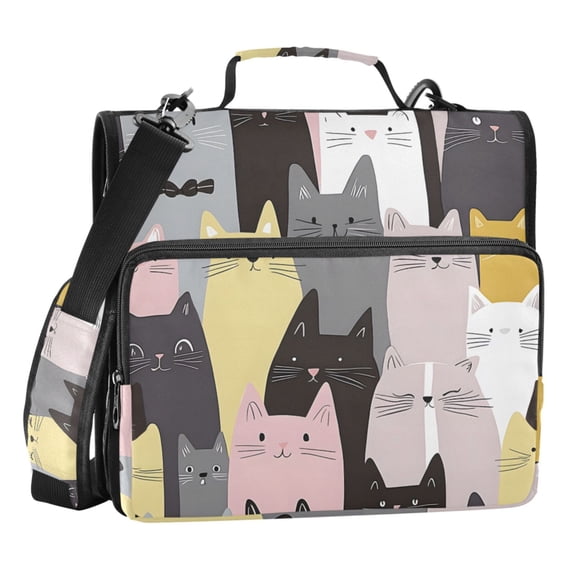 ALAZA Zipper Binder Various Doodle Cats 3 Ring Trapper Keeper File Folder Organizer Bag