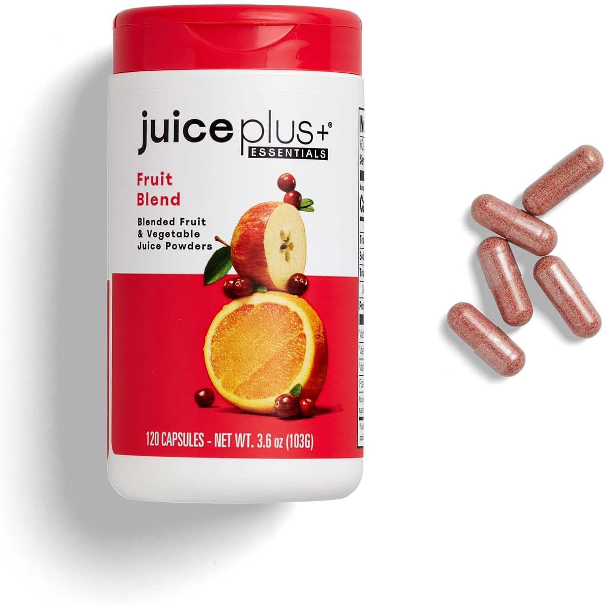 Juice Plus+ Fruit Blend Capsules – Whole Food Supplement with Apple, Peach & Cranberry – Vegan, Gluten-Free, Non-GMO – 60 Servings