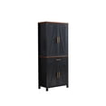 thumbnail image 2 of Duquette 72" Freestanding Kitchen Storage Pantry With Adjustable Shelves & Drawer, Black & Walnut Wood, 2 of 5