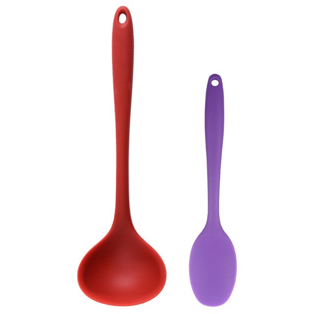 Los utensilios de cocina fijaron, utensilios de cocina del silicón de 2 piezas, utensilios de cocina antiadherentes amistosos y resistentes al calor