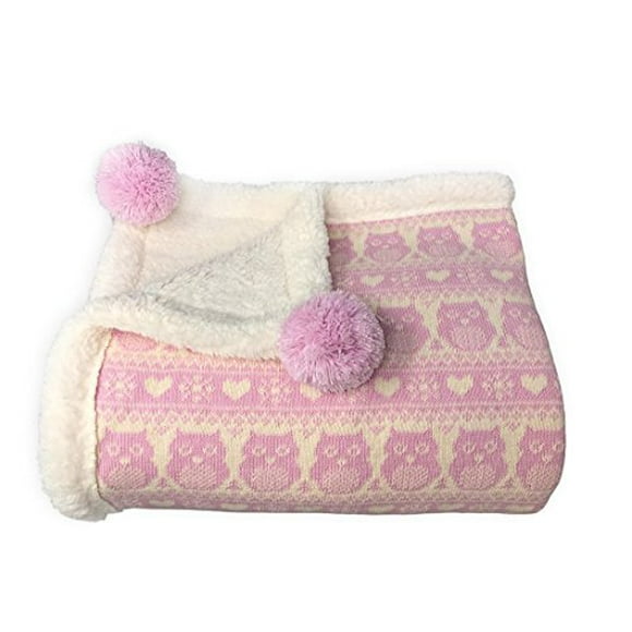 Effe Bebe Snow Owl Cotton Knit Sherpa Baby Blanket Light Pink (1 Count)