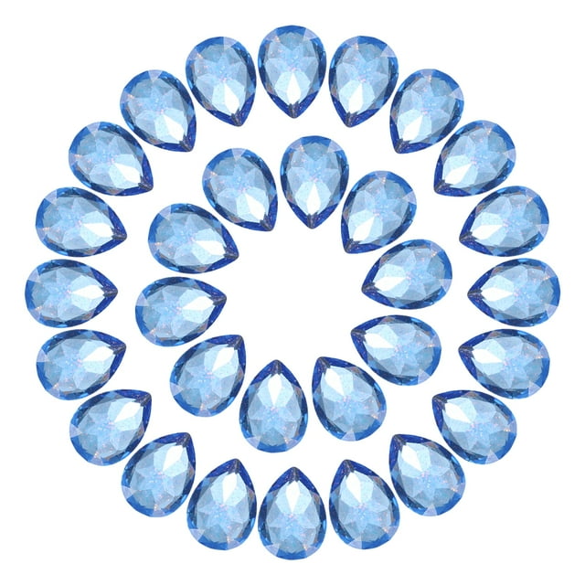 30Pcs Teardrop Rhinestone 10x14 mm Pointed Back Rhinestone Beads,Blue