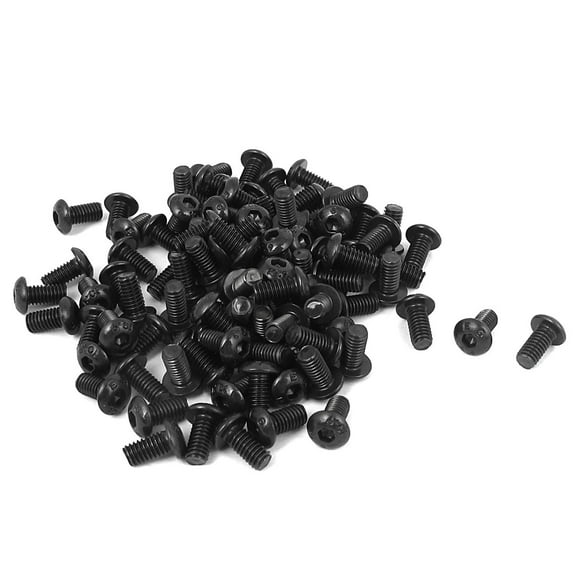 M4 x 8mm 0.7mm Pitch Alloy Steel Hex Bolt Socket Head Cap Screws Black 100Pcs