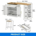 thumbnail image 4 of DEXTRUS Extendable Kitchen Island with Power Outlets & Wheels, Kitchen Island Table with 2 Stools, White, 4 of 8