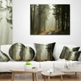 thumbnail image 4 of Designart Dark Green Forest with Sun Rays - Landscape Photography Throw Pillow - 16x16, 4 of 5