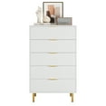 thumbnail image 2 of Modern Home 5 Drawer Dresser for Bedroom with Gold Handle and Large Drawer, Wood Double Chest of Drawers and Storage Organizer for Living Room, Hallway, Entryway, 2 of 9