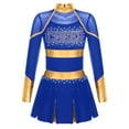 thumbnail image 6 of renvena Kids Girls Cheerleading Sequins Long Sleeve Cheer Leader Dress School Uniform Stage Performance Blue 12, 6 of 7
