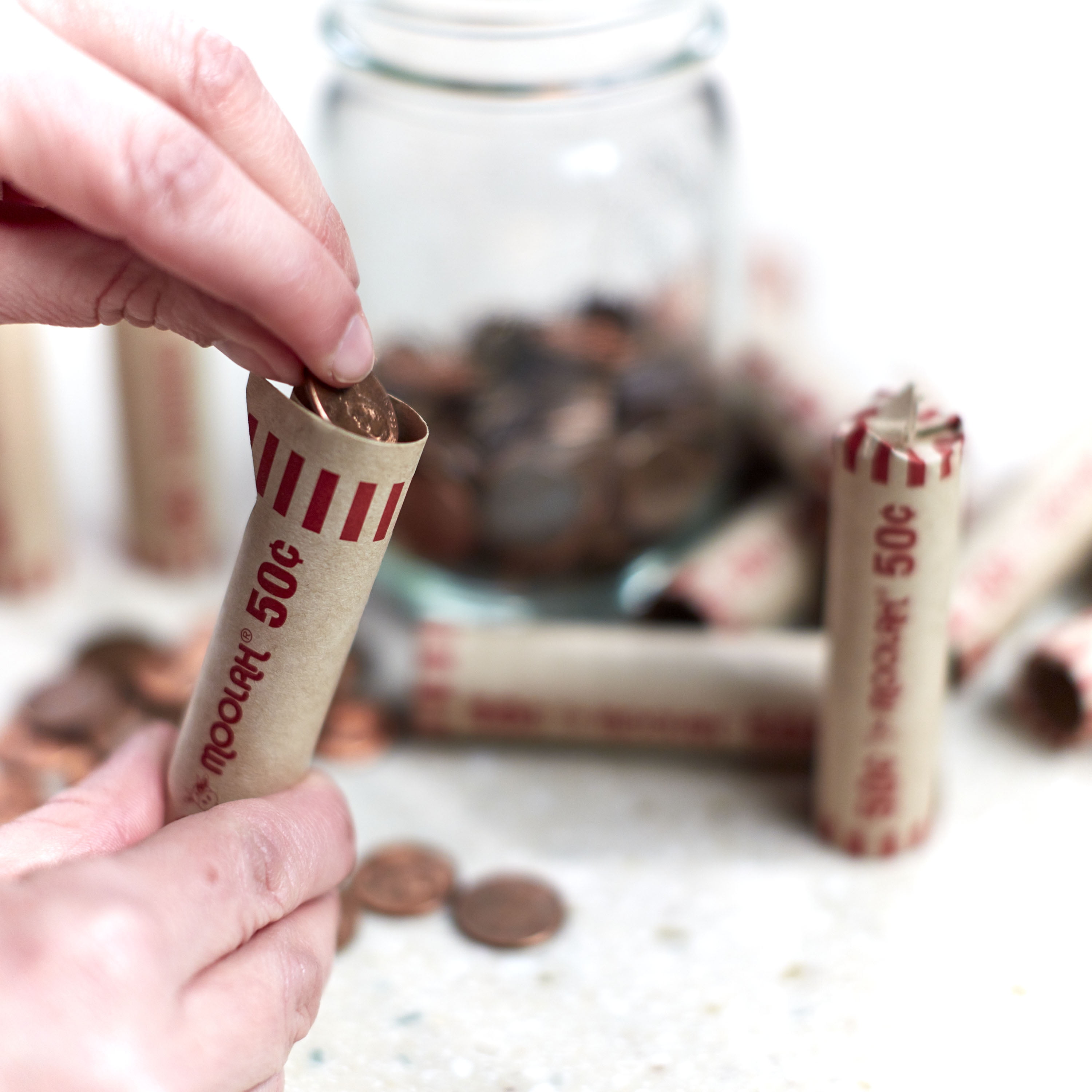 (2 pack) Pen+Gear Penny Paper Coin Wrappers, Preformed, Red, 36 Count