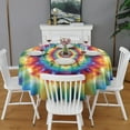 thumbnail image 2 of Colorful Tie Dye Dot Mandala Pattern Round Tablecloth 60"x60",Wrinkle Wipeable Table Cloth for Kitchen Dining Room Picnic Patio Party, 2 of 6