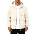 thumbnail image 3 of WAENQINLA Big and Tall Men's Zip Up Rain Jackets Long Sleeve Waterproof Hooded Windbreaker Hiking Travel Lightweight Sun Protection Shirt with Pockets S-4XL Beige Shirt, 3 of 10