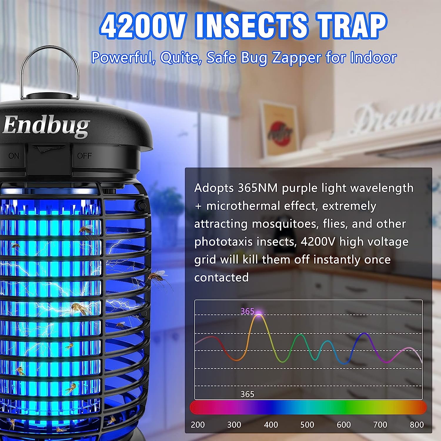 Bug Zapper, Bug Zapper Outdoor Indoor with LED Light, Electric Mosquito Zapper Fly Zapper, Waterproof Mosquito Killer Insect Zapper Fly Trap for Outside Patio Garden Backyard Home, Plug in